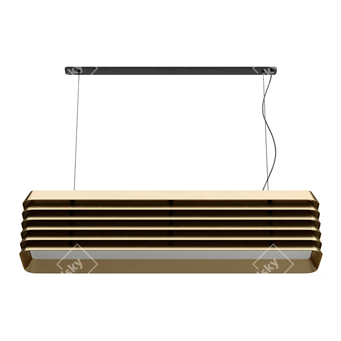 Sleek Louvre Aluminum Pendant Light 3D model image 3
