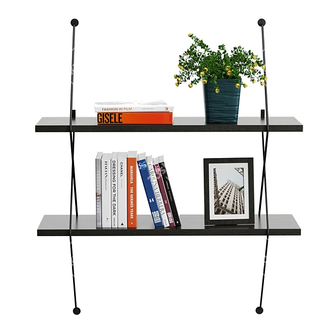 Architectural Two-Tier Wall Shelf 3D model image 2