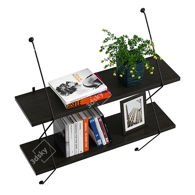 Architectural Two-Tier Wall Shelf 3D model image 5