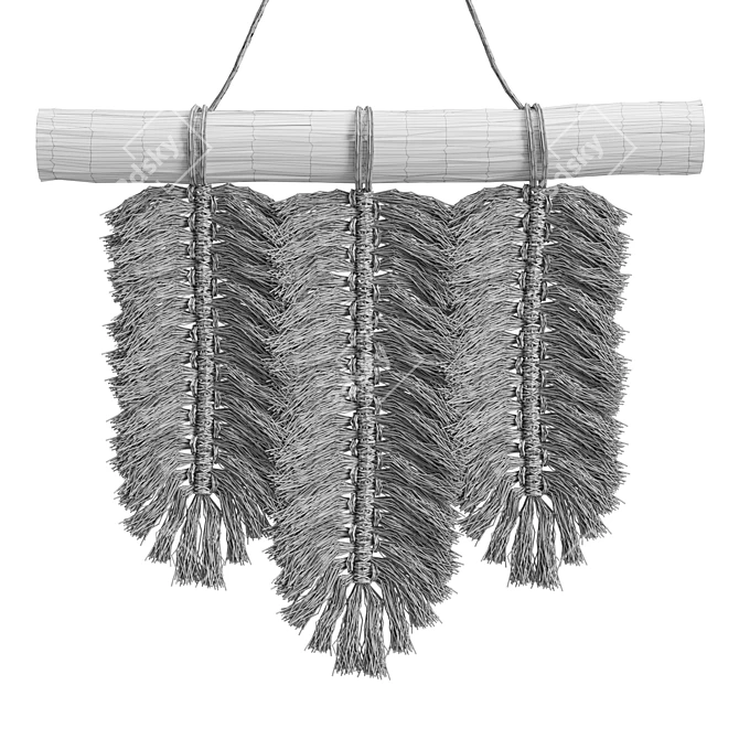 Boho Feather Tassel Hanging Decoration 3D model image 6