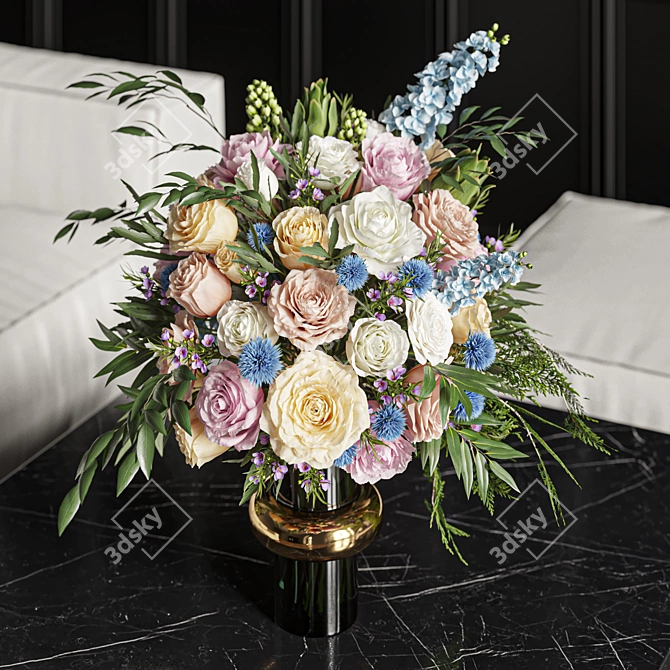 Elegant Floral Wedding Centerpiece Bouquet 3D model image 2