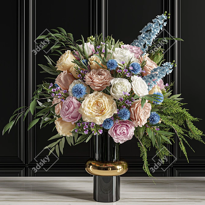 Elegant Floral Wedding Centerpiece Bouquet 3D model image 3