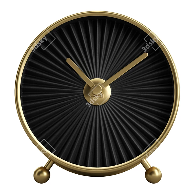 Retro-Glam Brass Clock 3D model image 2