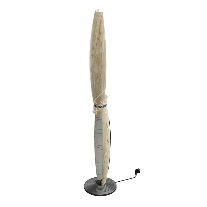 Handcrafted Birch Floor Lamp LED 3D model image 4