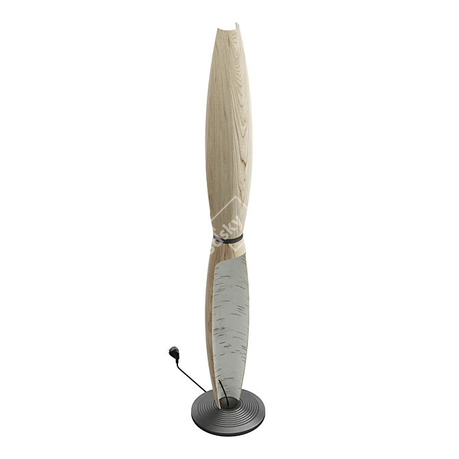 Handcrafted Birch Floor Lamp LED 3D model image 5