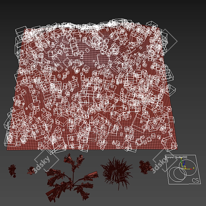Variety Grass Collection with Plane 3D model image 3