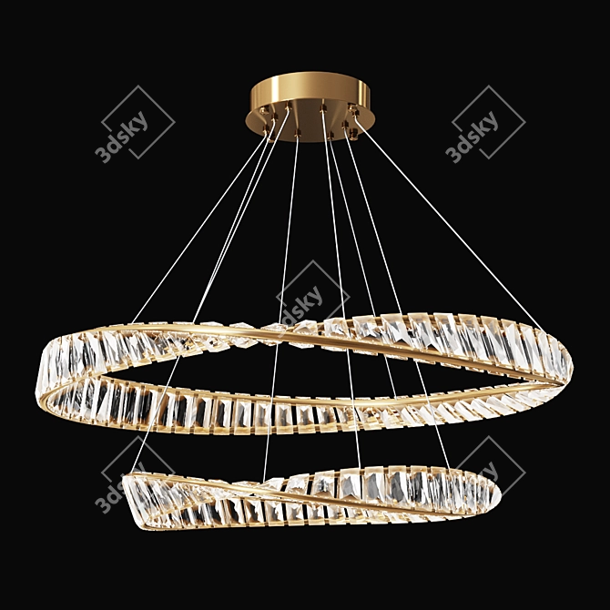 Sleek Crystal Chandelier in Glass & Metal 3D model image 1