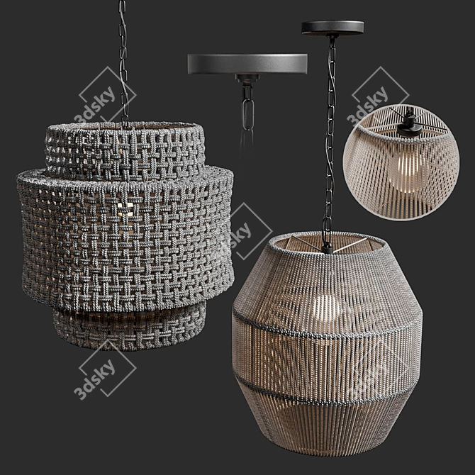 Outdoor Woven Pendant Lights 3D model image 4