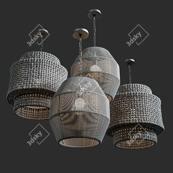 Outdoor Woven Pendant Lights 3D model image 5