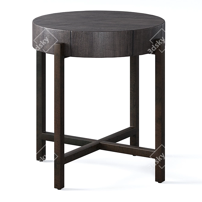 Reclaimed Wood End Tables Set 3D model image 1