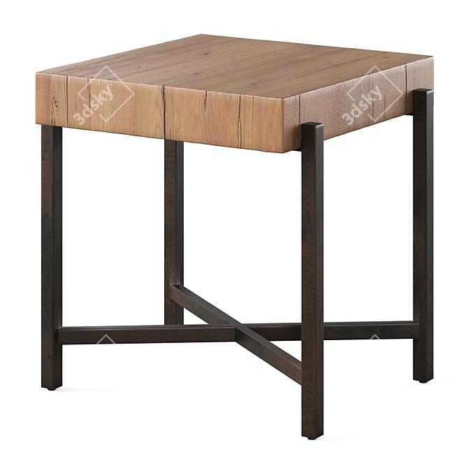 Reclaimed Wood End Tables Set 3D model image 3