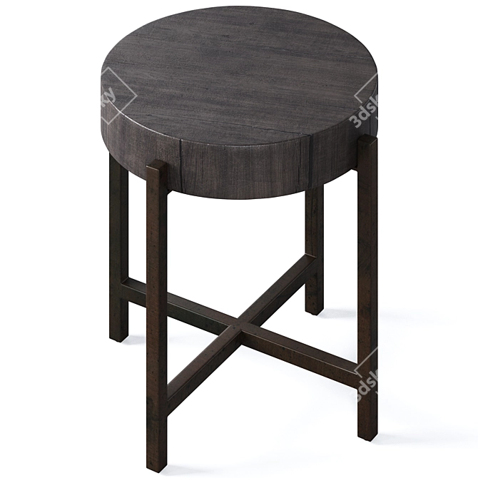 Reclaimed Wood End Tables Set 3D model image 4