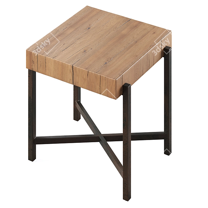 Reclaimed Wood End Tables Set 3D model image 5
