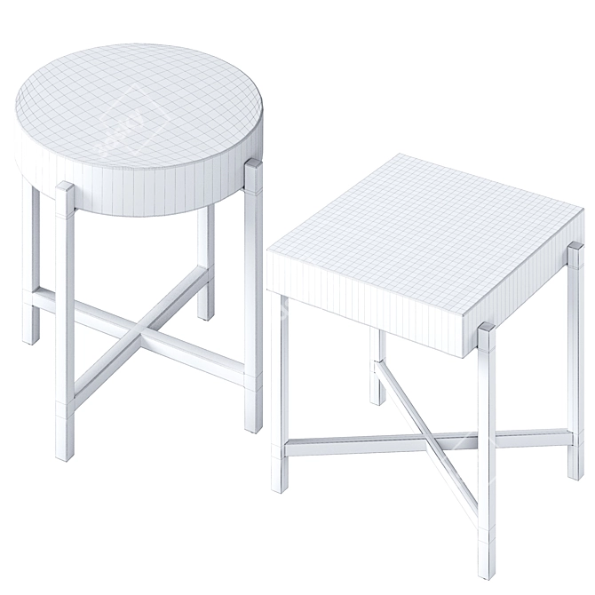 Reclaimed Wood End Tables Set 3D model image 6