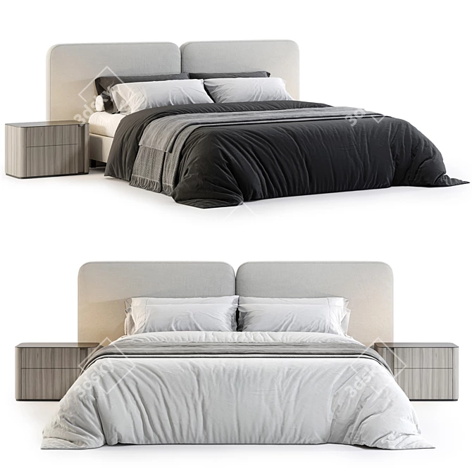 High-Quality Minotti Tatlin-Cover Bed 3D model image 2