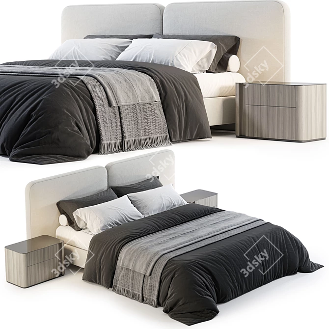 High-Quality Minotti Tatlin-Cover Bed 3D model image 3