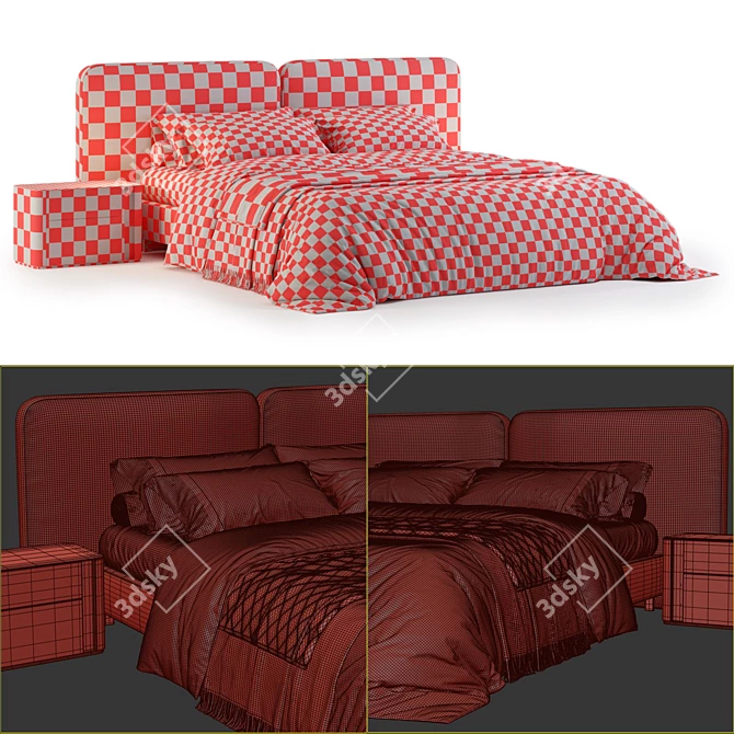 High-Quality Minotti Tatlin-Cover Bed 3D model image 6