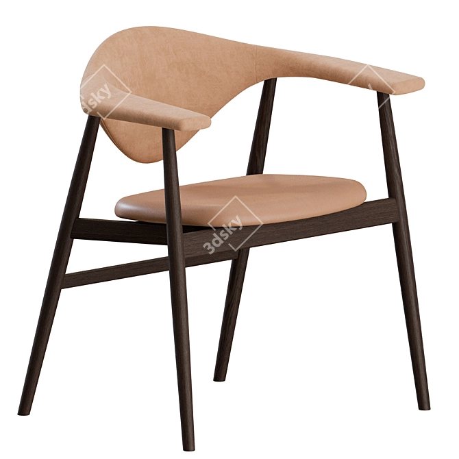 Modern Masculo Wood Dining Chairs 3D model image 1