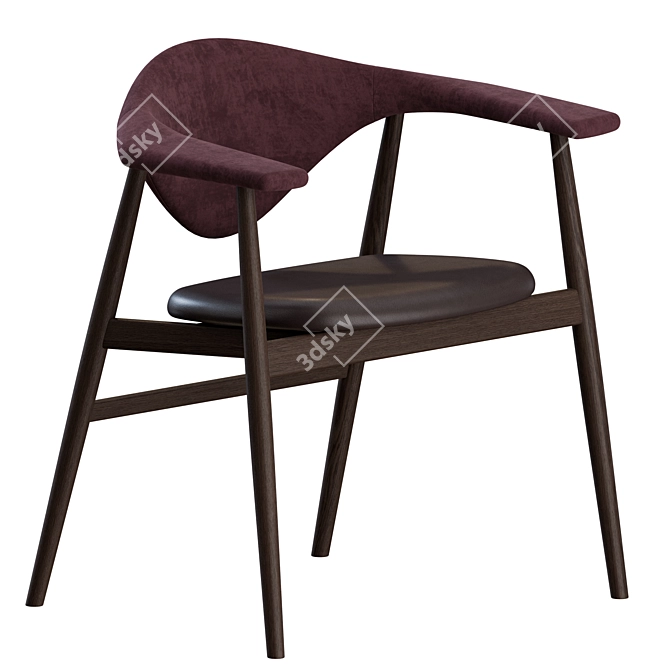 Modern Masculo Wood Dining Chairs 3D model image 2