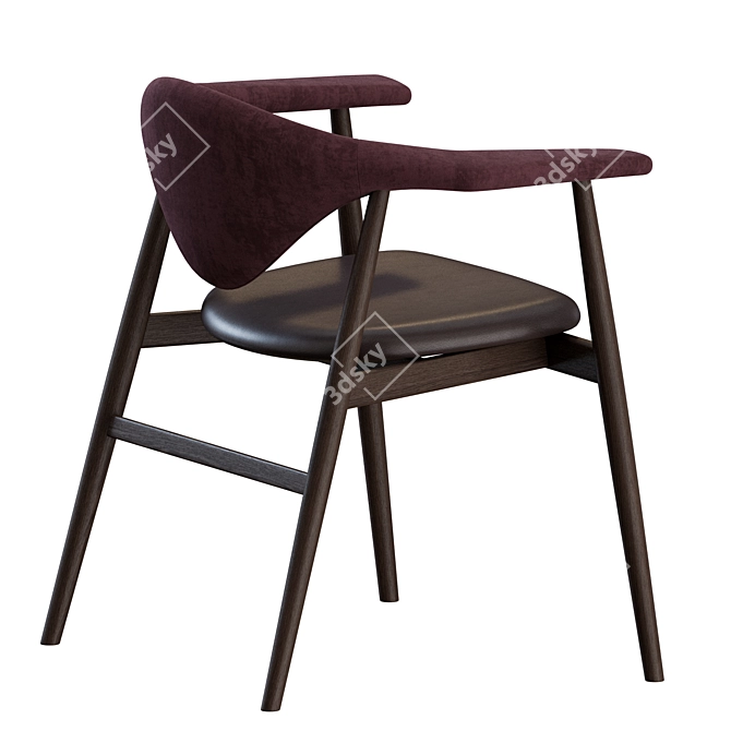 Modern Masculo Wood Dining Chairs 3D model image 7