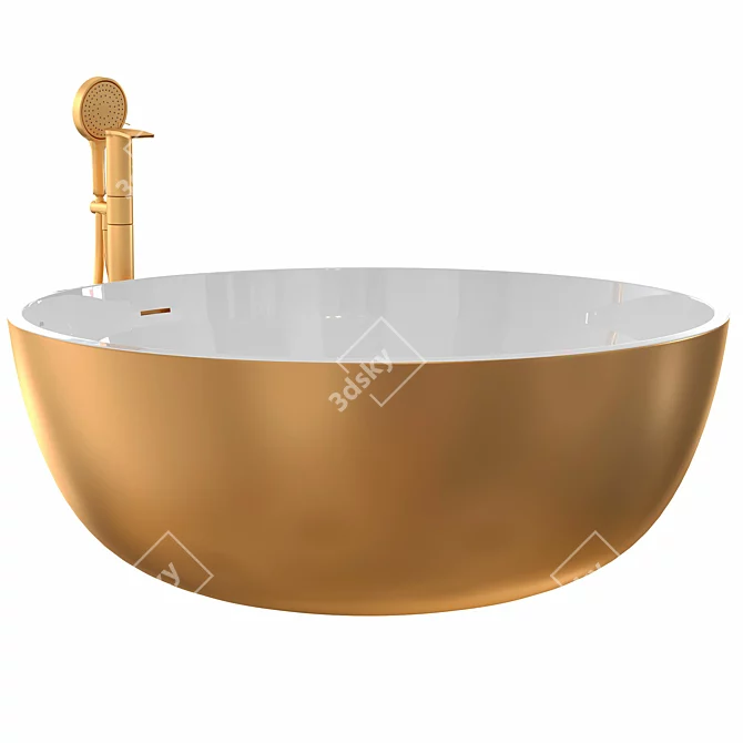 Luxury Round Gold Freestanding Bathtub 3D model image 1
