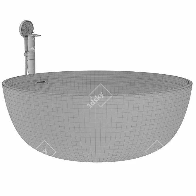 Luxury Round Gold Freestanding Bathtub 3D model image 3