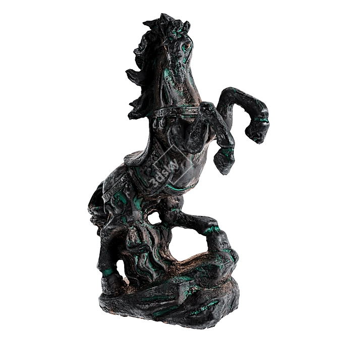 Dark Metal Horse Sculpture 3D model image 1