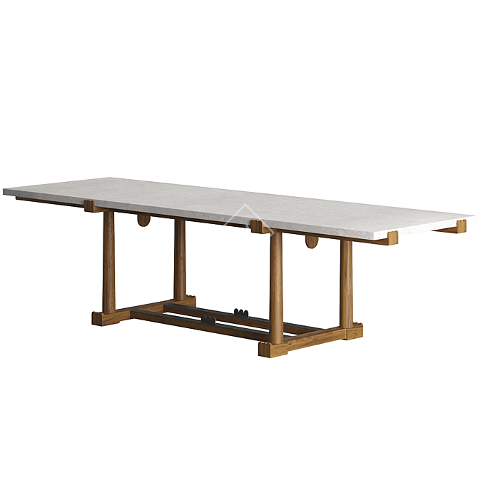 Agatha 03 Oak Stone Table 3D model image 1
