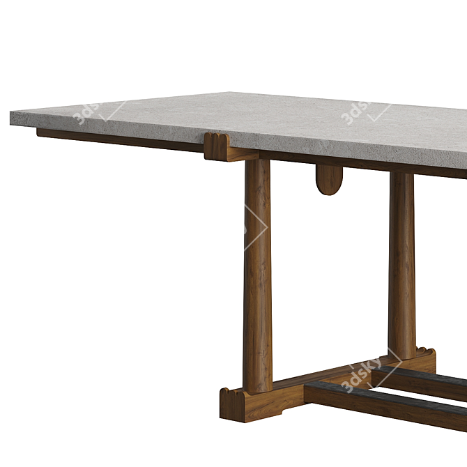 Agatha 03 Oak Stone Table 3D model image 5