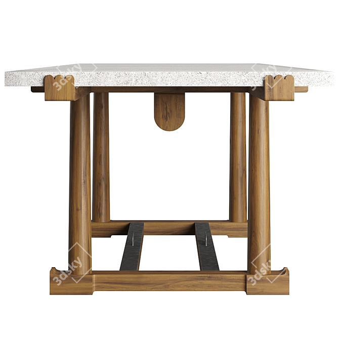 Agatha 03 Oak Stone Table 3D model image 7