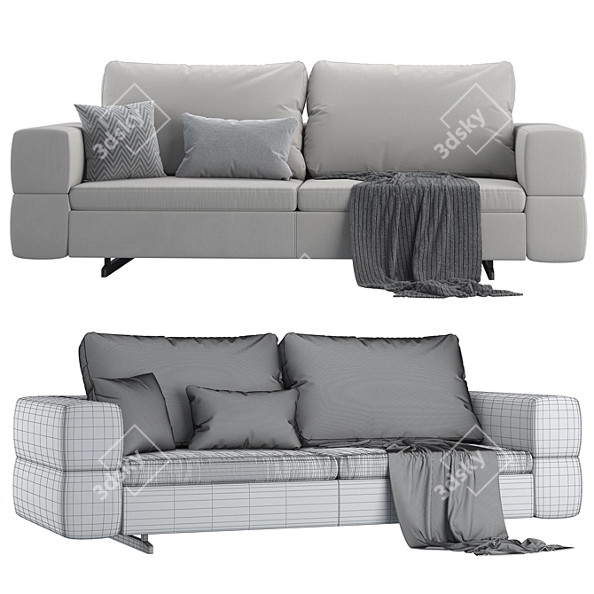 Contemporary 3-Seater Sofa Collection 3D model image 2