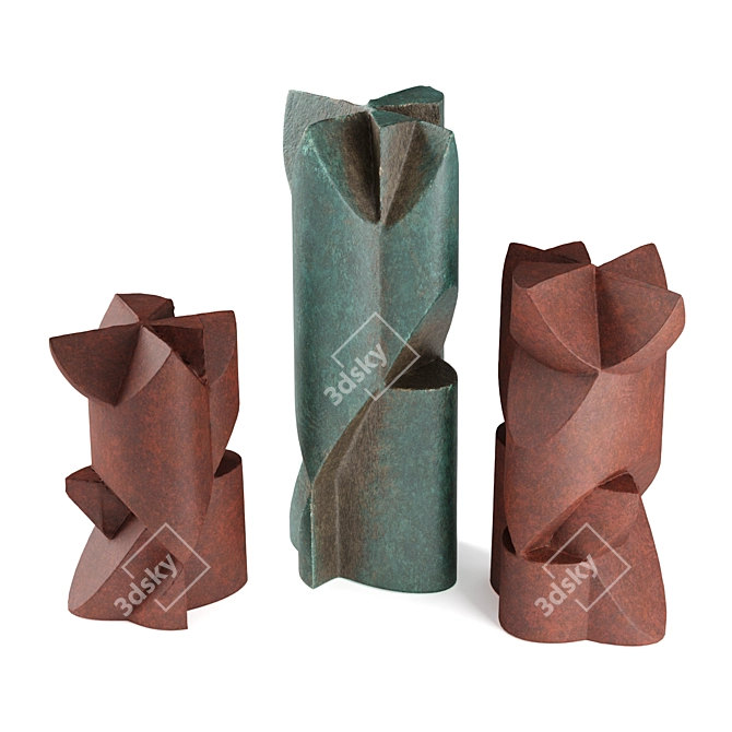 Modern Cubist Outdoor Column Statue 3D model image 5