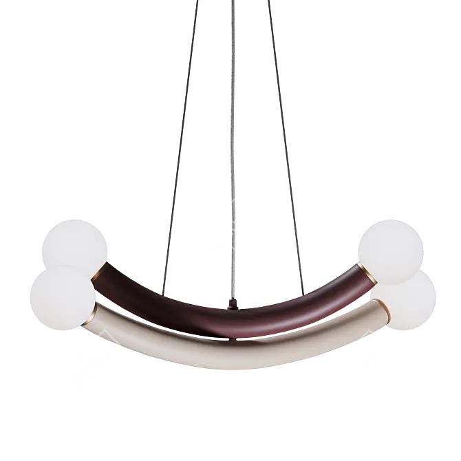 Burgundy & Ivory Pendant Light 3D model image 2