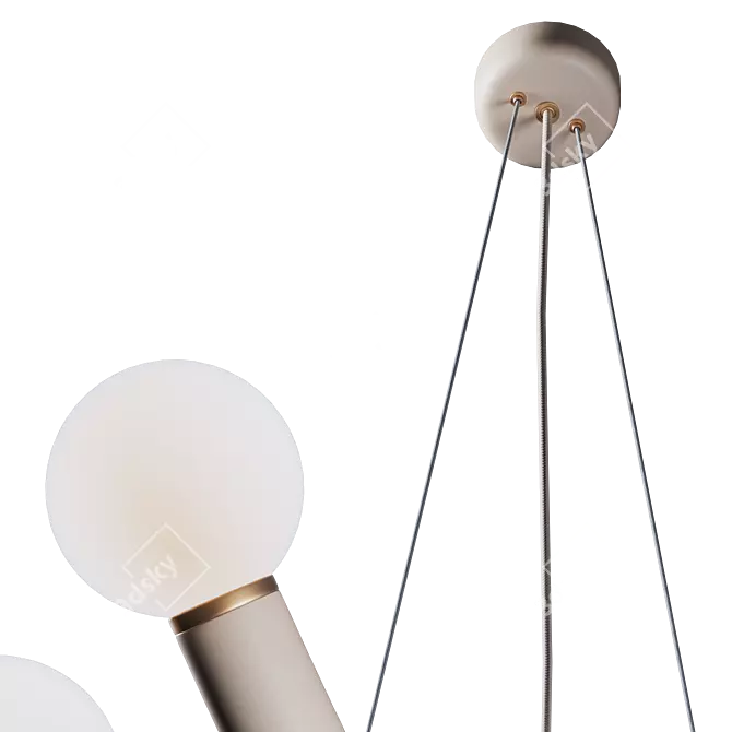 Burgundy & Ivory Pendant Light 3D model image 3