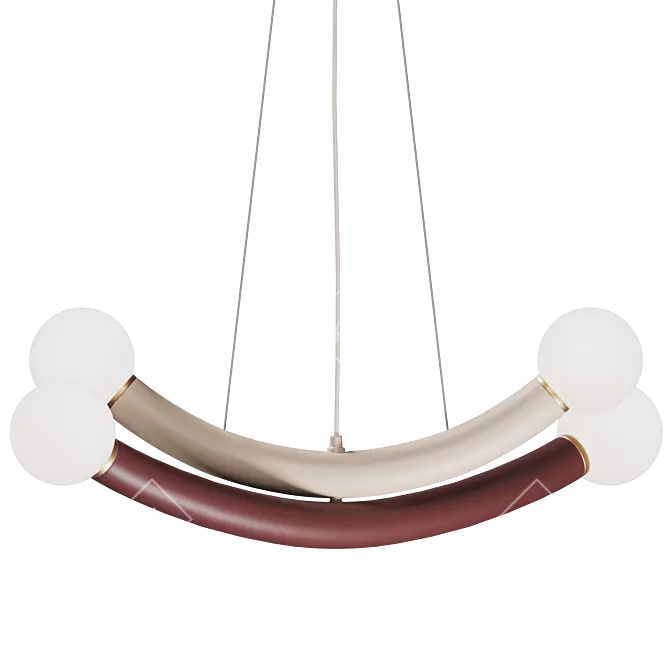 Burgundy & Ivory Pendant Light 3D model image 4