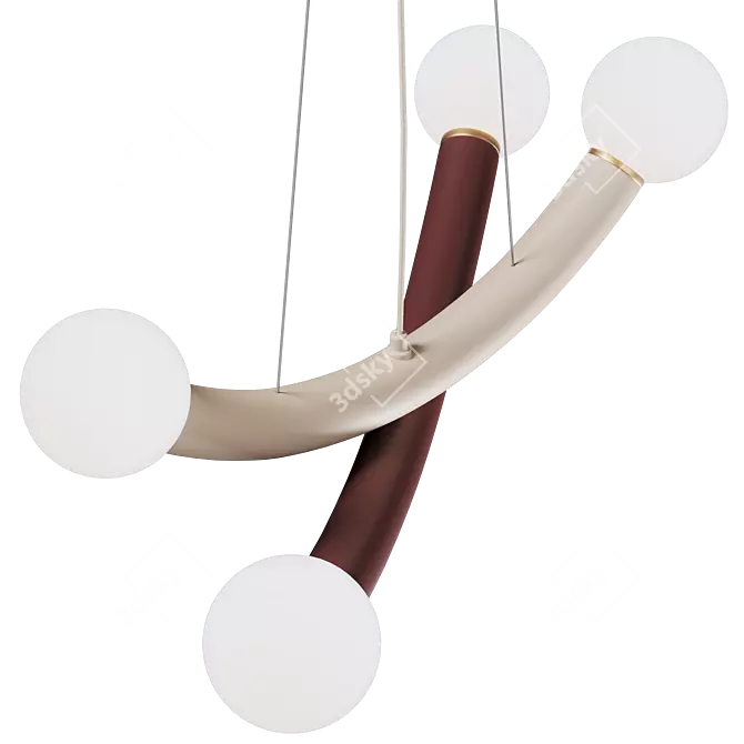 Burgundy & Ivory Pendant Light 3D model image 5