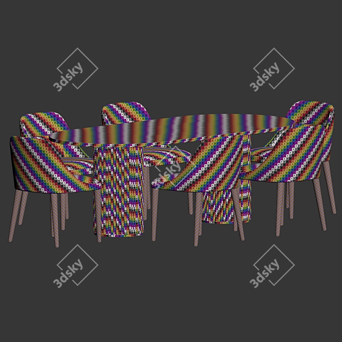 Elegant Marble Velvet Dining Set 3D model image 3