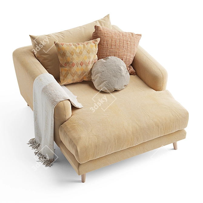 Posh Loaf Love Seat Chaise 3D model image 3