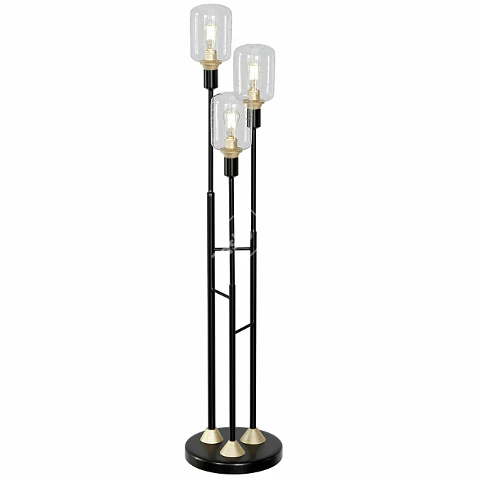 Menlo Lane 3-Light Glass Floor Lamp 3D model image 2