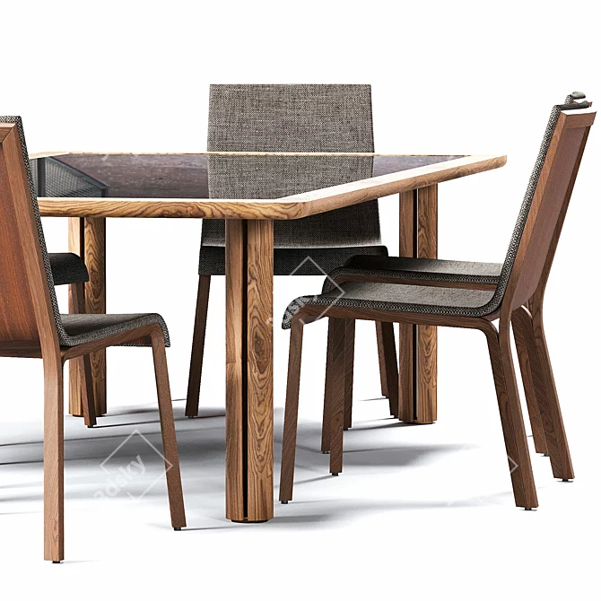 Elegant 6-Piece Dining Set 3D model image 2