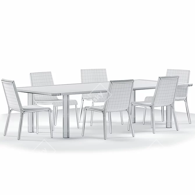 Elegant 6-Piece Dining Set 3D model image 4