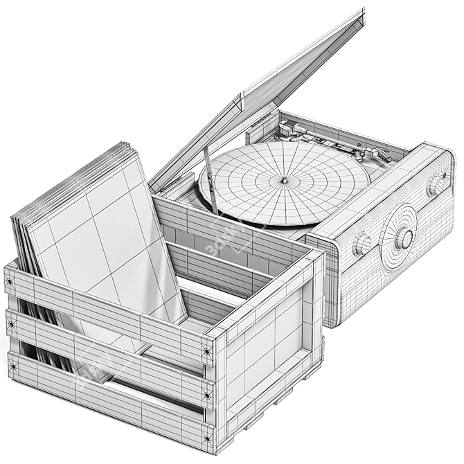 Vinyl Player Fusion with Storage Box 3D model image 6