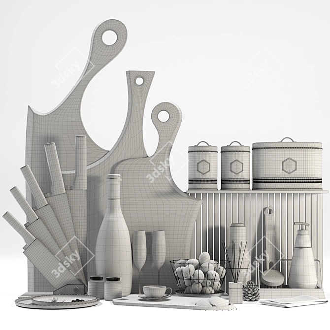 Modern Kitchen Decor Set - 3D 3D model image 5