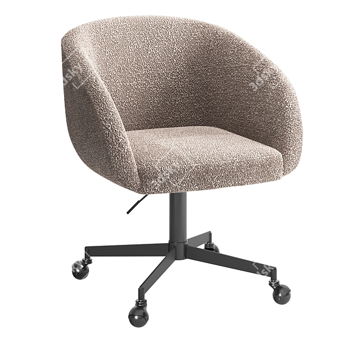 Modern Grey Boucle Office Chair 3D model image 1