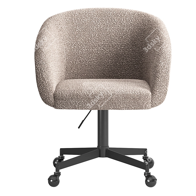 Modern Grey Boucle Office Chair 3D model image 2