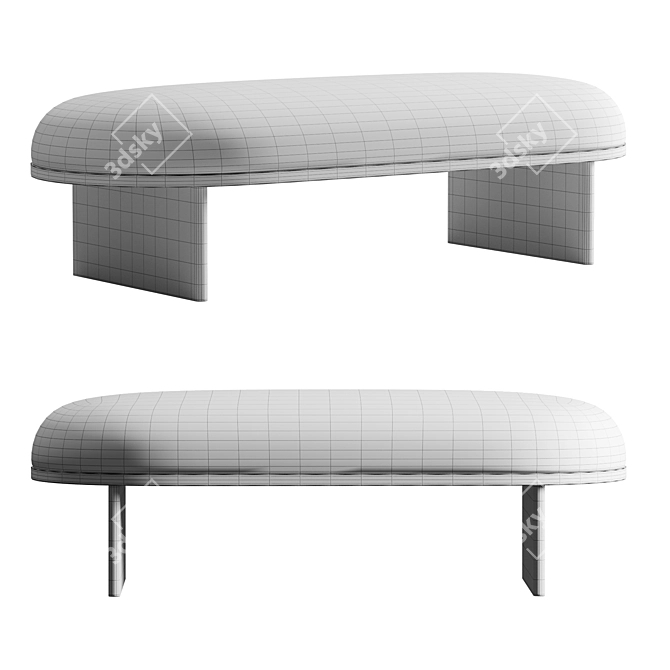 Modern Anza Upholstered Fabric Bench 3D model image 2