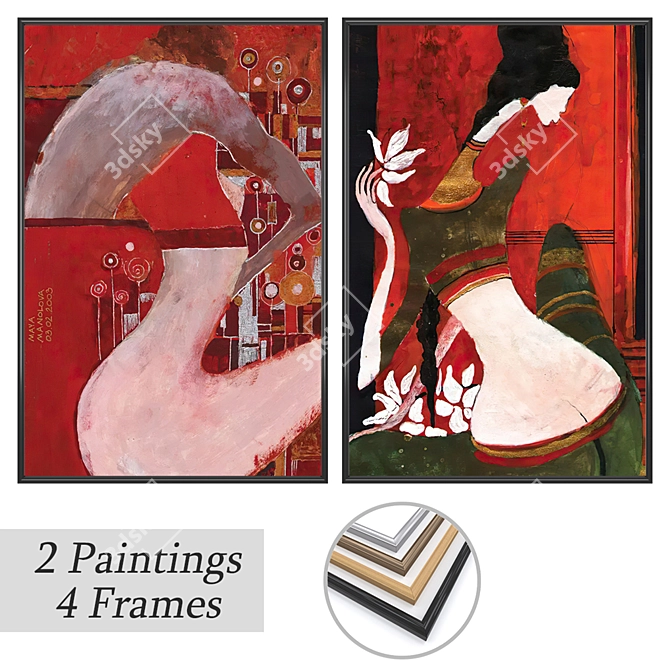Modern Art Set with Varietal Frames 3D model image 1