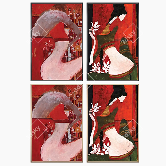 Modern Art Set with Varietal Frames 3D model image 2