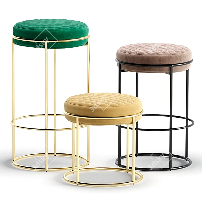 Ventura Pouffe & Bar Chairs 3D model image 1