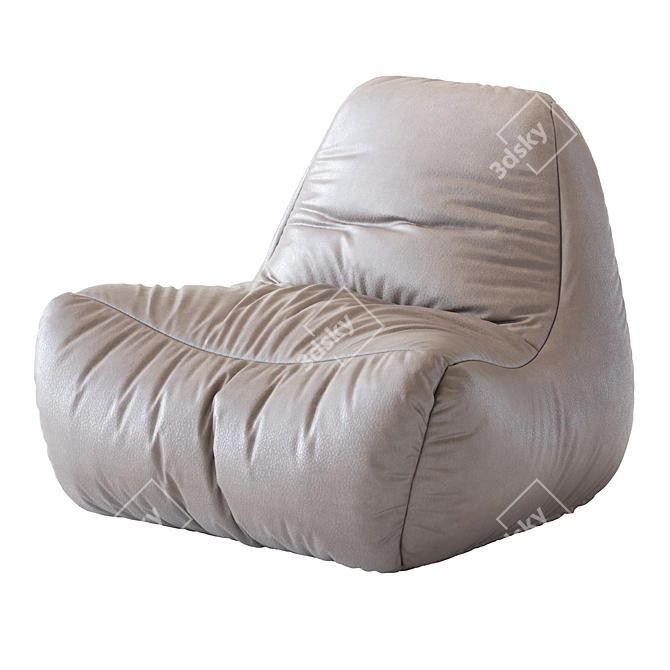 Quilted Leather Bean Bag Chair 3D model image 2